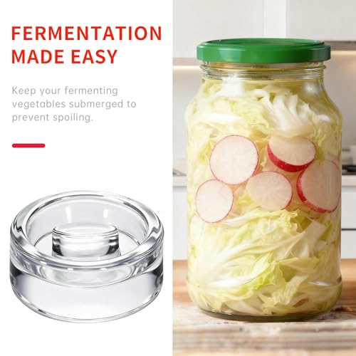 2Pcs Fermentation Glass Weights for Wide Mouth Jars - Pickle Bottles with Sealing Lids for Efficient Fermenting - Durable, Transparent Fermenting Lids and Weights for Sauerkraut (E Elliptical) - size: E Elliptical