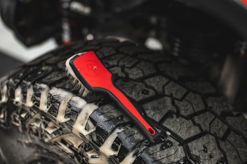 Detail Factory - ProGrip Tire Brush - Ergonomic ProGrip Handle, Stiff Synthetic Bristles, Ergonomic Design, Clean Your Tires with Ease - Octane Underglow - color: Pink/Blue, size: Standard