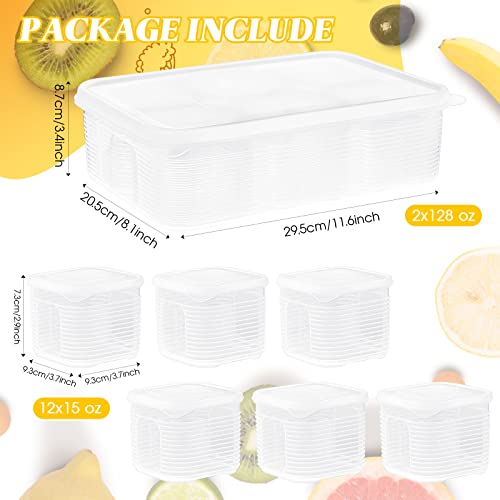 Rtteri 2 Sets Fridge Organizer Divided Serving Tray with Lid Yakumi Pans Seasoning Condiment Container Stackable Refrigerator Organizer with Airtight Lids No Bpa for Veggies, Fruit, Herbs, Spices