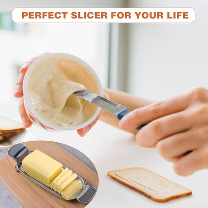 2 Pcs Stainless Steel Multipurpose Food Cutter, Butter & Cheese Slicer with Ergonomic Handle, Cuts into 1/4 Inch, Dishwasher Safe