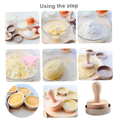 Tart Press Tool Wood Egg Tart Pusher DIY Baking Dough Press Pastry Tamper Wooden Mould Wood Tamper
