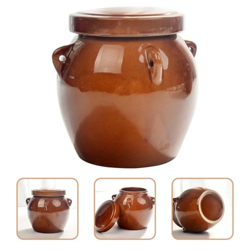 Vintage Ceramic Honey Jar 1200g Large Food Storage Container Sealed Pickle Crock Traditional Sauerkraut Pot for Kitchen and Pantry