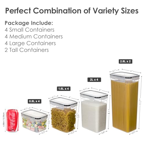 CHEFSTORY Airtight Food Storage Containers Set, 14 PCS Kitchen Storage Containers with Lids for Flour, Sugar and Cereal, Plastic Dry Food Canisters for Pantry Organization and Storage