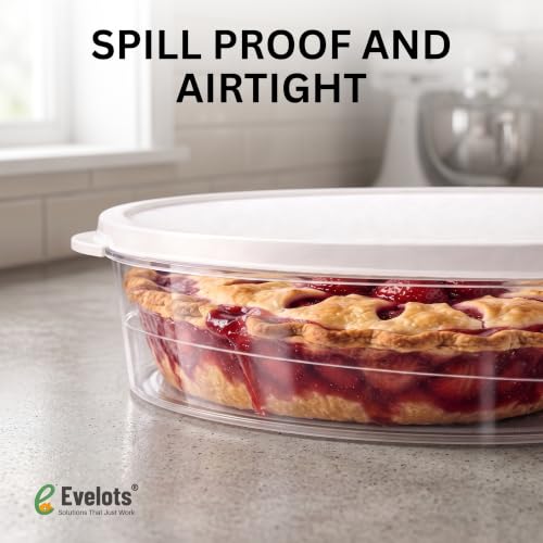 Evelots 2-Pack 10-Inch Airtight Food Storage Container with Lid - Portable Carrier for Pies, Cakes, Cupcakes & More - BPA-Free Clear Plastic - Secure & Easy Transport - size: 2-Pack, style: Pie Container