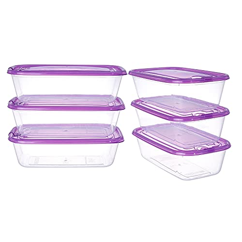KIGI Food Containers with Lids, BPA Free Plastic, Clear & Stackable, Reusable Plastic Containers with Snap-on Lids for Leftovers, Microwave & Freezer Safe (2.5 Cup 6 PACK) - size: 2.5 Cup | 20 OZ
