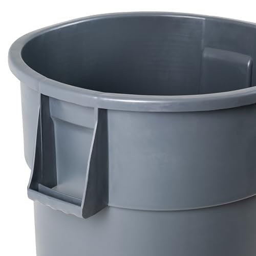 PRO&Family Commercial Round Trash Can, Ingredient Bin, Heavy-Duty Plastic, Anti-Static, Kitchen, Office, Outdoor Use (Gray, 55 Gallon) - color: Gray, size: 55 Gallon