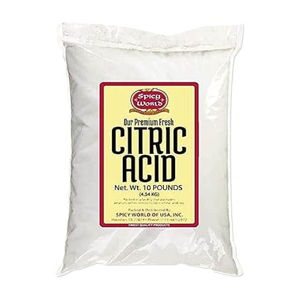 Pure Citric Acid, 10 Pound - Food Grade & Non-GMO- Natural Food Preservative, Beauty Ingredient- by Spicy World - size: 160 Ounce (Pack of 1)