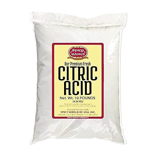 Pure Citric Acid, 10 Pound - Food Grade & Non-GMO- Natural Food Preservative, Beauty Ingredient- by Spicy World - size: 160 Ounce (Pack of 1)