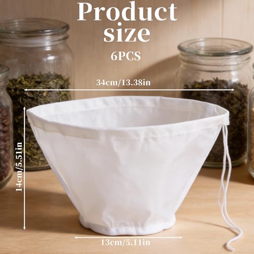 6PCS Cheese Cloth Bags for Straining, Bowl-Shaped Reusable Nylon Cheese Cloth Filter Bag, Fine Mesh Cheesecloth for Cooking Nut Milk, Juice, Dumpling Fillings, Cooking (S)