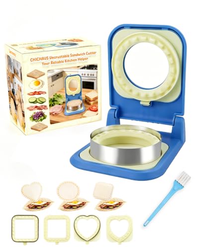 3-in-1 Uncrustable Sandwich Maker - Heart/Circle/Square Crustless Sandwich Cutter & Sealer for Kids' Lunch, Breakfast & Lunchboxes | BPA-Free Uncrustable Press,Easy Clean(3-Shape Blue) - color: 3-Shape Blue