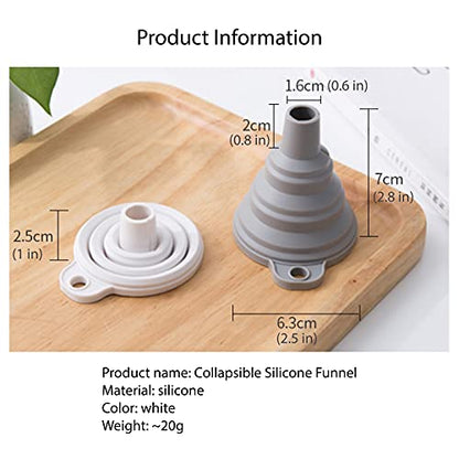 Misitifi Collapsible Funnel, Set of 2, Flexible Silicone Foldable Kitchen Funnel for Liquid/Powder Transfer Hopper Food Grade Silicone Funnel
