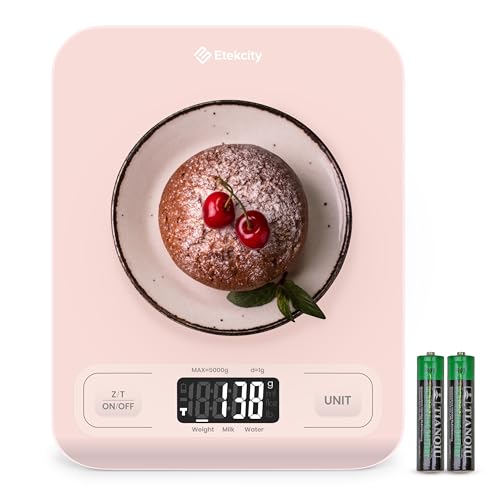 Etekcity Food Kitchen Scale, Digital Grams and Ounces for Weight Loss, Baking, Cooking, Keto and Meal Prep, LCD Display, Medium, Pink - color: Pink
