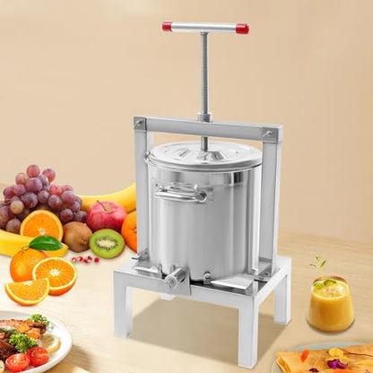 10L Fruit Honey Manual Press, Stainless Steel Cider, Wine, Grape, Apple Press for Wine and Juice Making Supplies - style: 10L