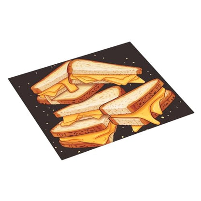 Microfiber Dish Drying Mat for Kitchen Countertop, Absorbent Large Kitchen Dishes Pad with Hook Washable Dish Drainer Mat, Cheese Sandwiches Dish Drying Pad 16x18 Inch