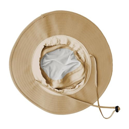 Sun Hats for Men Women Fishing Hat UPF 50+ Breathable Wide Brim Summer UV Protection Hat - color: 1pack-khaki