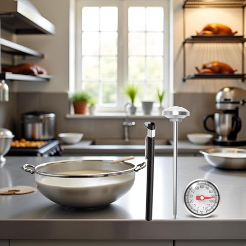 Black Kitchen Food-Cooking Meat Coffee Thermometer, Physical Sensing Stainless Steel Thermometer for Milk Foam Frothing Chocolate Water Grill, Turkey, BBQ Thermometers and Timers