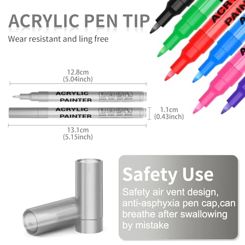 Acrylic Paint Pens Waterproof Markers 2 Silver Permanent Marker Pens Acrylic Pens for Rock Painting Glass Stone Ceramic Metal Fabric Pebble Painting pens Craft Supplies - color: Silver
