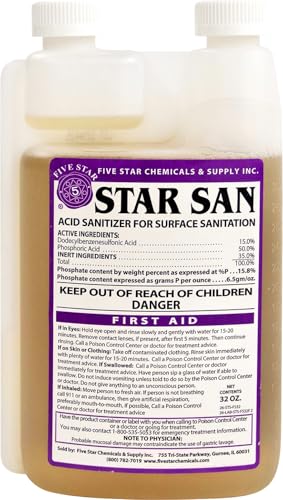 Star San Cleaner 32oz - No Rinse Food Grade Brewing Sanitizer Rinseless Cleaning Agent for Home Brew, Kegs, Stainless Steel. Acid-based, foaming sanitizer for Beer, Wine, & Mead Equipment