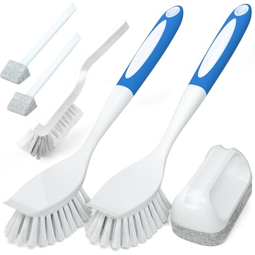 Holikme Cleaning Brush Set, Scouring Pad for Cleaning, Groove Gap Brushes for Pot, Pan, Kitchen Sink, Wire Brushes (Azul) - color: Azul