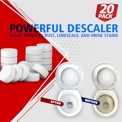 USKICH 20 Pack Toilet Bowl Cleaner Tablets,White Automatic Toilet Tank Cleaners, Long-Lasting Household Toilet Cleaners,Toilet flush Cleaning & Deodorizer - size: 1 Count (Pack of 20)