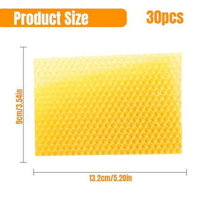 Beeswax Sheets 30Pcs Beeswax Foundation Sheets 5.2x3.5'' Wax Foundation for Bee Frames Natural Honeycomb Sheets Beeswax Sheets for Candle Making Beekeeping Supplies Bottom Boards