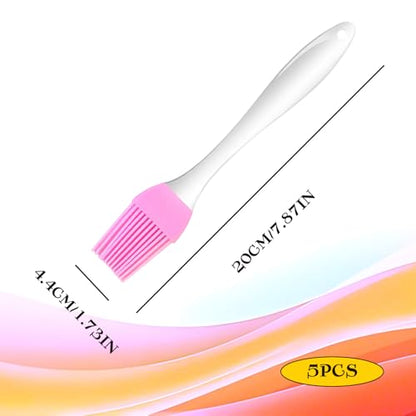 5 PCS Silicone Basting Pastry & BBQ Brush, High temperature resistant baking brush, Perfect for Oil Butter Spread Marinades for Grilling/BBQ Enthusiasts