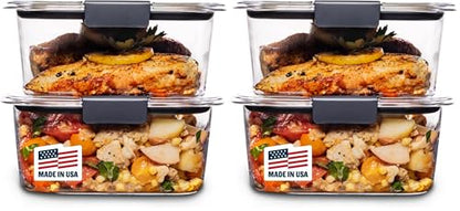Rubbermaid Brilliance BPA-Free Food Storage Containers, Medium Deep, 4.7 Cup, Airtight & Leak-Proof, Microwave & Dishwasher Safe, 4 Count (Pack of 2) - size: 4.7 Cup