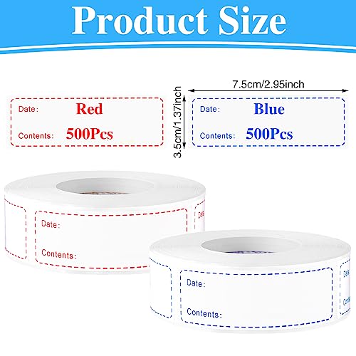 1000Pcs Removable Freezer Labels,1 x 3 Inch Food Labels for Food Containers Food Date Stickers Refrigerator Food Storage Labels Easy Clean No Residue
