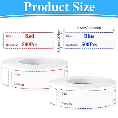 1000Pcs Removable Freezer Labels,1 x 3 Inch Food Labels for Food Containers Food Date Stickers Refrigerator Food Storage Labels Easy Clean No Residue