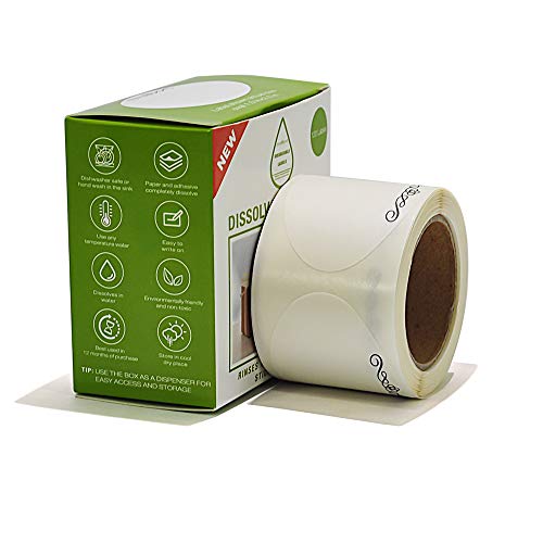 L LIKED 120 Stickers Dissolvable Food Labels for Containers 1 1/2" x 2 1/2" Canning Labels for Jars (Roll of 120) (1 Rolls) - size: 1 Roll - 120 Labels