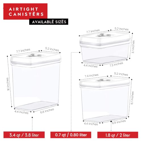 DWËLLZA KITCHEN Airtight Food Storage Containers with White Lids 2L - 4 Pc Clear Plastic Pantry Snacks Kitchen Container, Baking Supplies, 4LB Sugar & Flour Canister BPA-Free - color: 04 - 2 Liters (Set of 4)