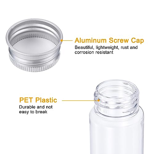PATIKIL 40Pcs 110ml Plastic Test Tubes with Screw Caps, 155x33mm Tubes Aluminum Lid, for Scientific Experiments Party Decoration Candy Bead Storage Bath Salt
