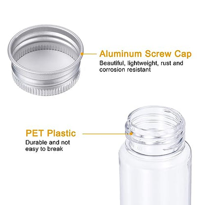 PATIKIL 40Pcs 110ml Plastic Test Tubes with Screw Caps, 155x33mm Tubes Aluminum Lid, for Scientific Experiments Party Decoration Candy Bead Storage Bath Salt