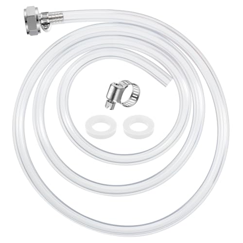 MRbrew Draft Beer Line with Barb Connector, Kegerator Accessory Kit Beer tower Brewing Tubing Hose, 5 Feet Clear Vinyl Tubing Draft Beer Dispensing 3/16" ID 7/16" OD Tubing Hose for Beer Tap D Coupler
