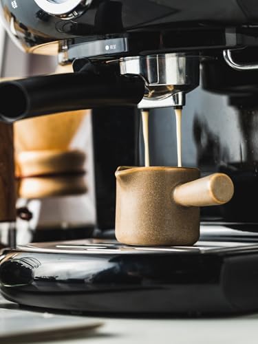 Espresso Measuring Cup, Ceramic Espresso Cup with Handle, Expresso Shots Cups Double Spouts Milk Cup, Espresso Accessories, 3 Oz/ 90 Ml, Brown - color: Brown