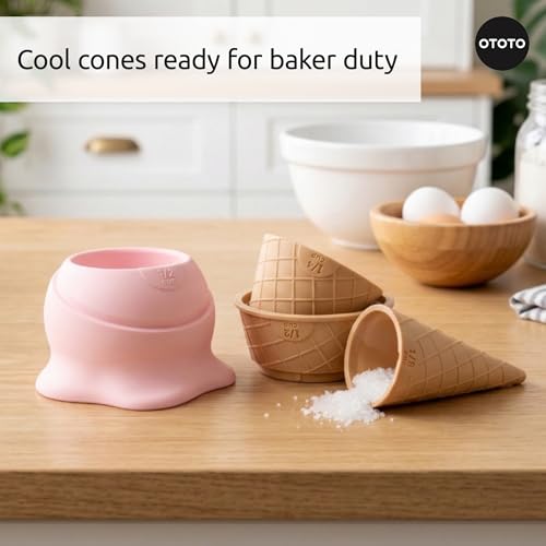 OTOTO Coney Ice Cream Measuring Cups Set – Detachable Plastic Measuring Cup Set for Baking & Cooking, Cute Measuring Cups for Liquid, Cute Baking Supplies, Kitchen Gadgets, Baking Gifts - style: Coney
