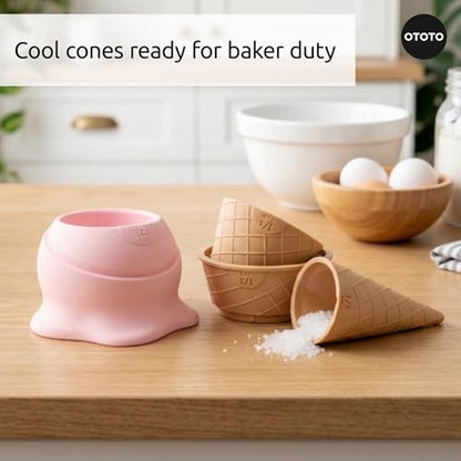 OTOTO Coney Ice Cream Measuring Cups Set – Detachable Plastic Measuring Cup Set for Baking & Cooking, Cute Measuring Cups for Liquid, Cute Baking Supplies, Kitchen Gadgets, Baking Gifts - style: Coney