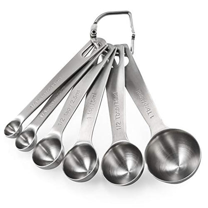 Measuring Spoons: U-Taste 18/8 Stainless Steel Measuring Spoons Set of 6 Piece: 1/8 tsp, 1/4 tsp, 1/2 tsp, 1 tsp, 1/2 tbsp & 1 tbsp Dry and Liquid Ingredients - size: S-6 pcs