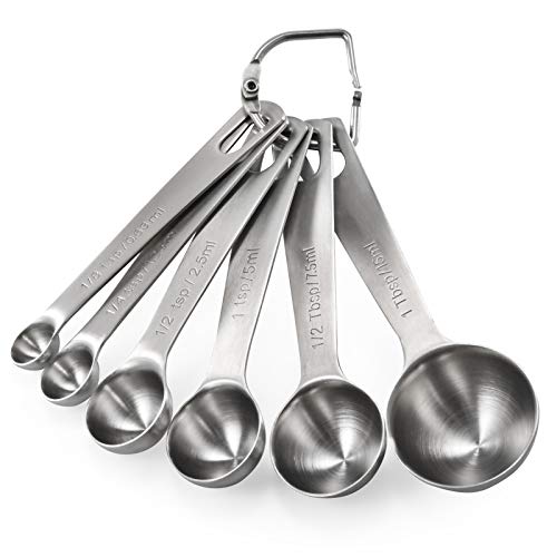 Measuring Spoons: U-Taste 18/8 Stainless Steel Measuring Spoons Set of 6 Piece: 1/8 tsp, 1/4 tsp, 1/2 tsp, 1 tsp, 1/2 tbsp & 1 tbsp Dry and Liquid Ingredients - size: S-6 pcs