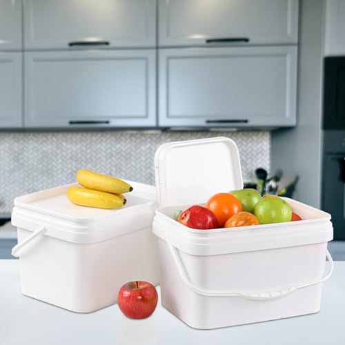 Saedy 3 Gallon Plastic Food Storage Bucket with Sealed Lid Set of 4 | BPA-free, Rectangular Buckets with Handles - size: 3 Gallon