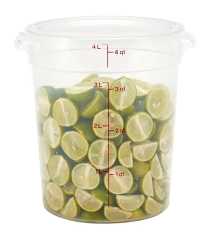 Cambro Food Storage Containers with Lids (BPA-Free) - 4 Quart - Food Grade Buckets with Lids (2 Pack) - For Dough Proofing and Brining (Translucent) - size: 8 inches diameter x 9 inches tall