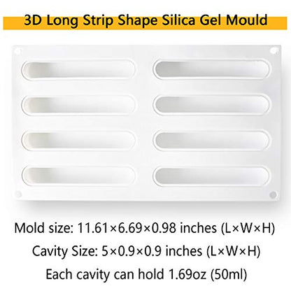 OCPO KITCHEN Eclair Silicone Mold for Baking Mousse Cake, 3D Silicone Baking Mold for Cakes French Pastry Chocolate Brownie, Cake Decoration, 3D Eclair Shape (8-Cavity) - style: Fashion Eclair (8-Cavity)