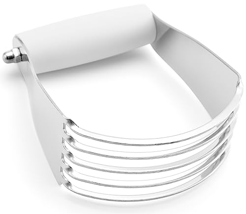Spring Chef Medium Size White Dough Blender For Baking, Multifunctional Dough Cutter Tool, Stainless Steel Pastry Cutter Tool with Sharp & Sturdy Blades, Dishwasher Safe Pastry Blender for Easy Mixing - color: White, size: 3" Medium