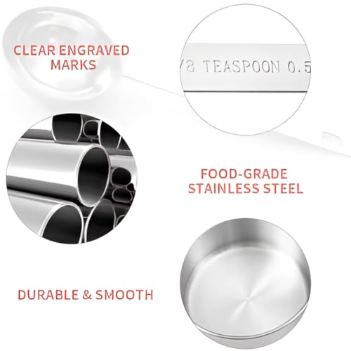 Premium No Rust 10-Piece Stainless Steel Measuring Cups & Spoons Set, Cups and Spoons, Kitchen Gadgets for Cooking & Baking, Easy To Read No Fading Engraved Measurements, & Stackable Design