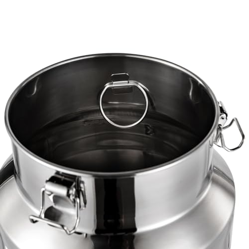 15L/4gal Milk Can with Spigot - 304 Stainless Steel Water Dispenser Food Storage Container for Liquid & Dry Goods, Wine Pail Bucket Metal Tote Jug for Kitchen, Farm - size: 15L/4gal