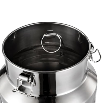 15L/4gal Milk Can with Spigot - 304 Stainless Steel Water Dispenser Food Storage Container for Liquid & Dry Goods, Wine Pail Bucket Metal Tote Jug for Kitchen, Farm - size: 15L/4gal