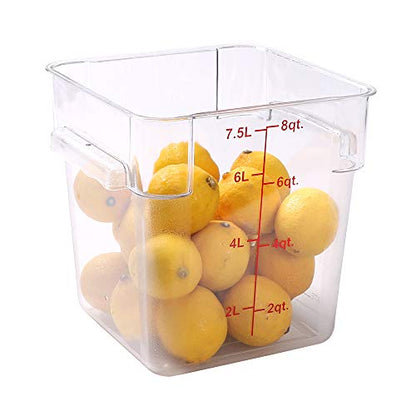 Restaurantware Met Lux 8 Quart Brine Buckets 10 Square Marinating Containers - With Volume Markers Built-In Handles Clear And Red Plastic Dough Rising Buckets Freezer-Safe Lids Sold Separately - size: 8 Quarts, style: 10 Count