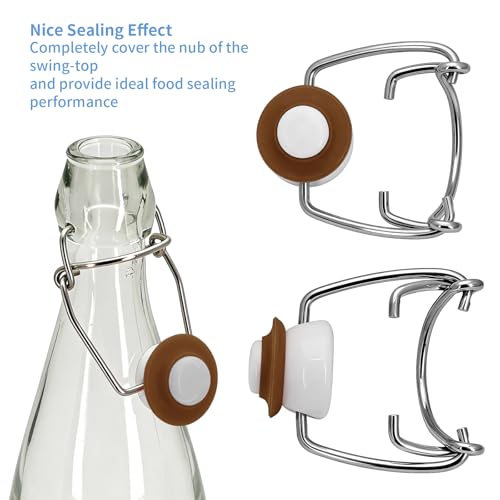 20PCs Dopamine color Silicone Gaskets Washers Seals for Cap Swing Flip Top for Home Brew Beer Soda Bottle Sealing(half cover) (Walnut Brown) - color: Walnut Brown