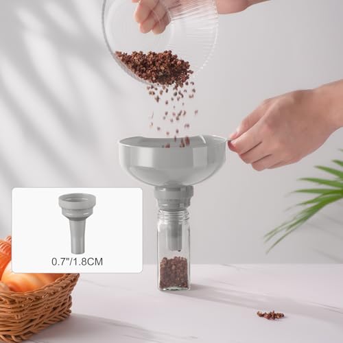 Pisol Wide Mouth Funnels for Kitchen Use, Versatile Food Grade Funnels for Filling Bottles, Plastic Cooking Funnel Set with Strainer, Large Long Neck Funnel for Canning, Mason Jar, Shampoo, Liquids
