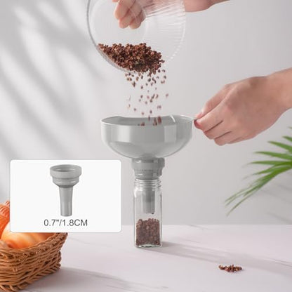 Pisol Wide Mouth Funnels for Kitchen Use, Versatile Food Grade Funnels for Filling Bottles, Plastic Cooking Funnel Set with Strainer, Large Long Neck Funnel for Canning, Mason Jar, Shampoo, Liquids